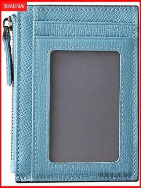 Slim Leather RFID Wallet with Coin Pocket & ID Window - Minimalist Front Pocket